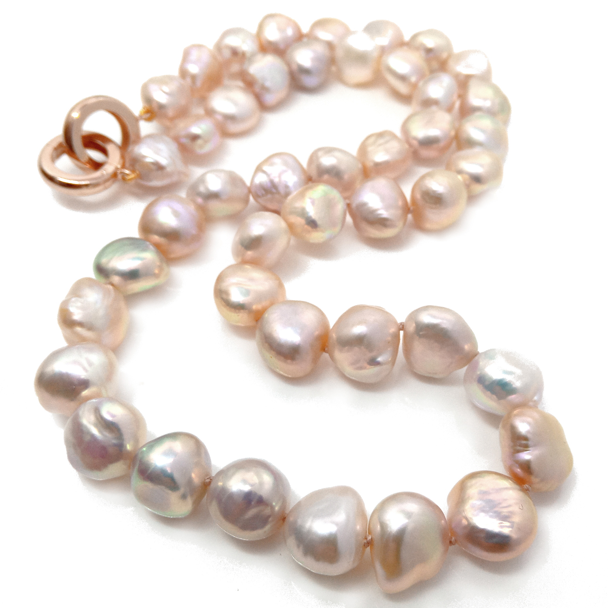 Peach 10-12.5mm Baroque Pearls Necklace